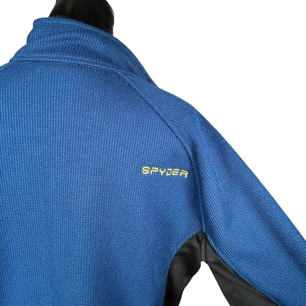 Spyder Blue Sweatshirt Waffle Knit Fleece Endure Half Zip Core Jacket Large